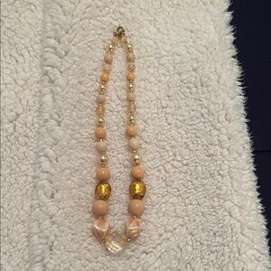 Elegant Gold and Cream Beaded Necklace